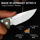 KIZER T1 BD Nitro-V Satin Green Micarta zsebkés - V3490-2BA1