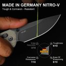 KIZER T1 CD Nitro-V Black Stonewashed Norplex UltreX Micarta zsebkés - V3490-2CA1