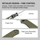 KIZER Drop Bear 2 Nitro-V Green Micarta zsebkés - V3619-2KC1