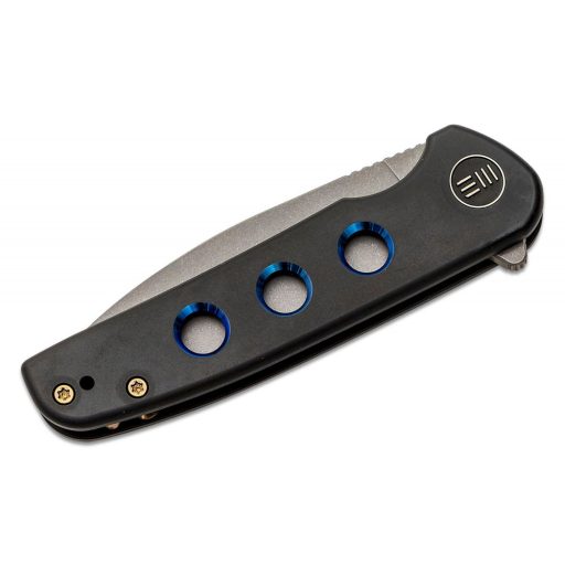 WE KNIFE Shakan Black Blue Holes zsebkés