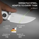 KIZER Pioneer L.F Nitro-V Aluminium Micarta Black zsebkés - ZX-FK03A6